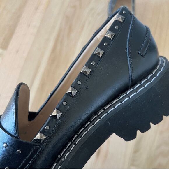 Jon Josef made in Spain Gabby Studded platform loafer black silver size 37 - Picture 6 of 11